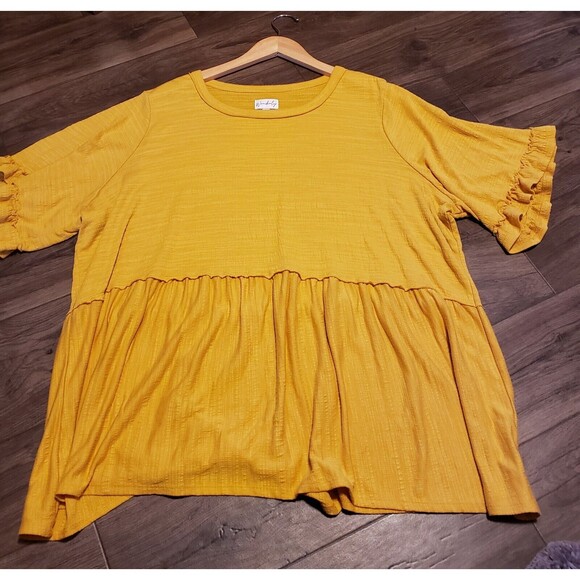 Wonderly Tops - ✔️Wonderly Mustard Ruffle Sleeve Blouse, 3x, EUC